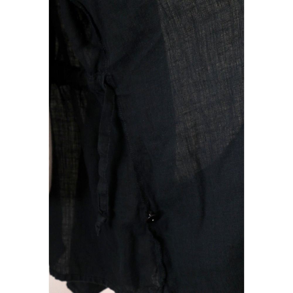 Flax Size L Woven Linen Collared Jacket Button Front High Low Hem Black - Picture 12 of 12